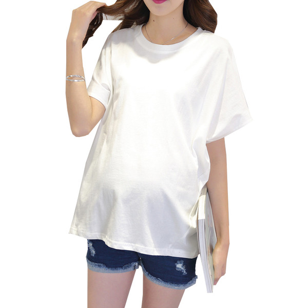 Medvilniniai marškinėliai nėščiosioms, paprasto modelio trumpomis rankovėmis