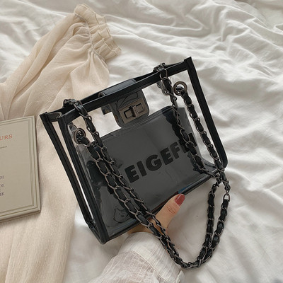 Jauna modeļa sieviešu soma kvadrātveida formā no divām daļām