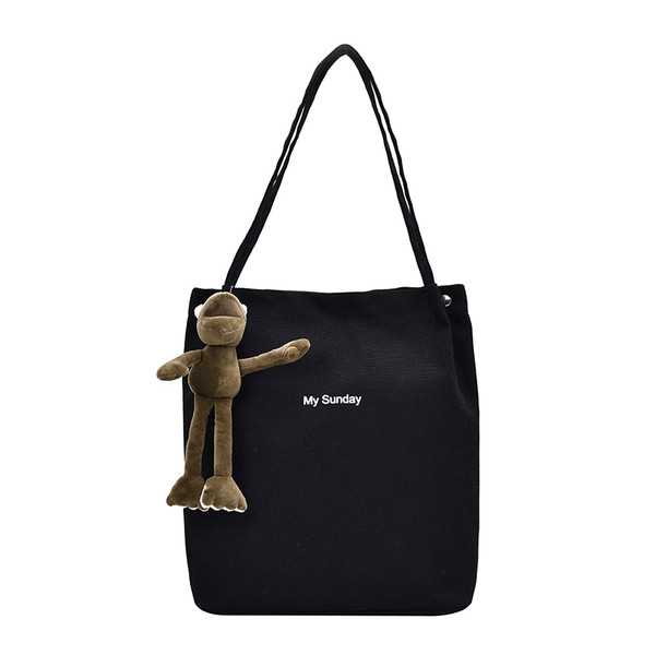 Sieviešu plecu soma no auduma ar uzrakstu