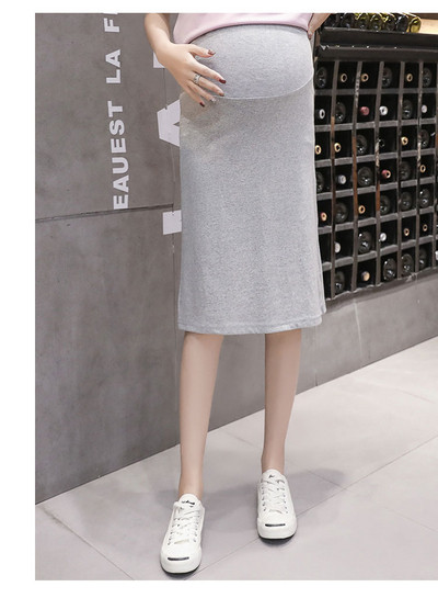 Laisvas tiesus sijonas nėščiosioms su skeltuku