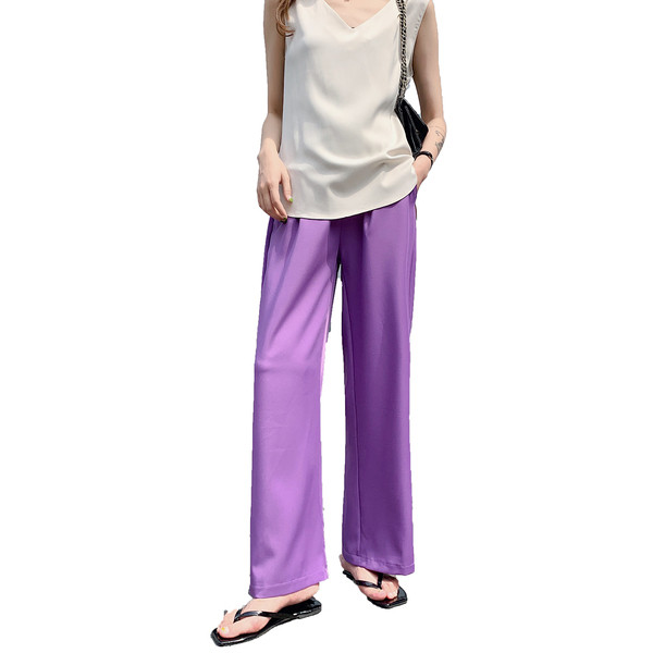 Alkalmi nadrág terhes nők számára széles modell szegéllyel