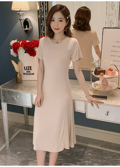 Ikdienas kleita grūtniecēm vidēja garuma un īsām piedurknēm