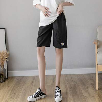 Laisvalaikio šortai nėščiosioms su siuvinėjimais ir kišenėmis