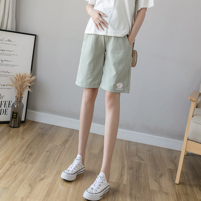 Laisvalaikio šortai nėščiosioms su siuvinėjimais ir kišenėmis