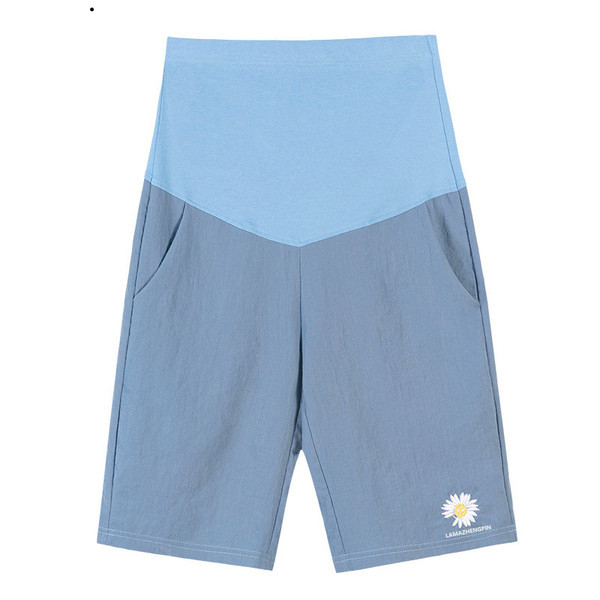 Laisvalaikio šortai nėščiosioms su siuvinėjimais ir kišenėmis