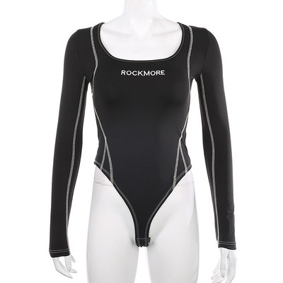 Női sport-napi test, hosszú ujjal és feliratokkal