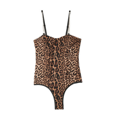 Női test vékony, állatmintás pántokkal