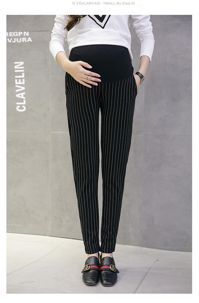 Stiilsed triibulised püksid rasedatele, pikkusega 9/10