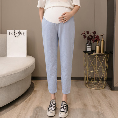 9/10 pikkuse ja reguleeritava vöökohaga vabaaja sirged püksid rasedatele