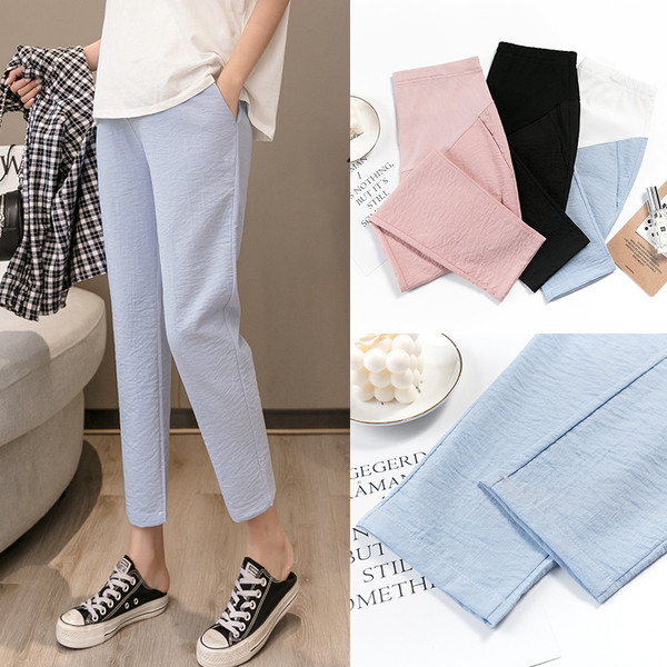 9/10 pikkuse ja reguleeritava vöökohaga vabaaja sirged püksid rasedatele