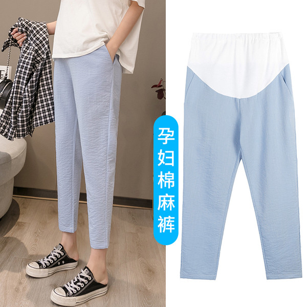 9/10 pikkuse ja reguleeritava vöökohaga vabaaja sirged püksid rasedatele