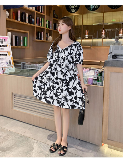 Testreszabott ruha terhes nőknek, rövid ujjú, virágmintás