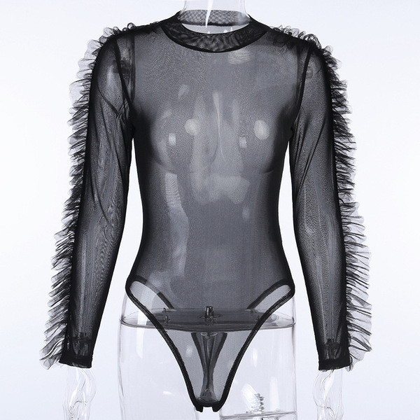 Női csipke body hosszú ujjal