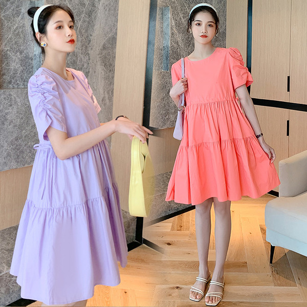 Alkalmi ruha terhes nőknek, rövid ujjú, derékkötővel