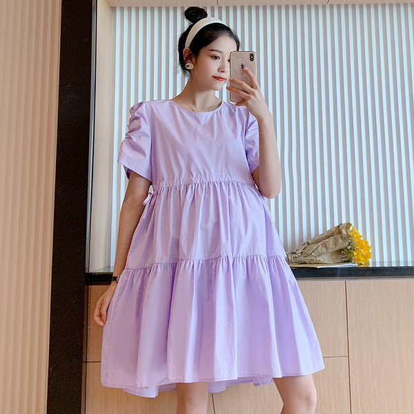 Alkalmi ruha terhes nőknek, rövid ujjú, derékkötővel