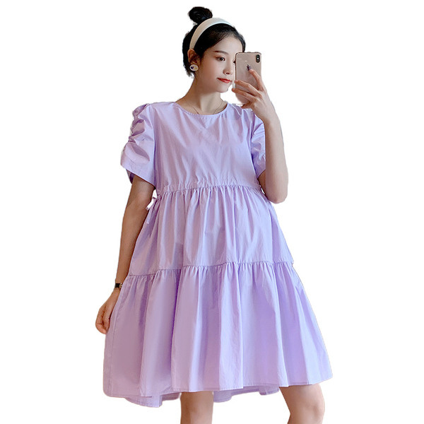 Alkalmi ruha terhes nőknek, rövid ujjú, derékkötővel