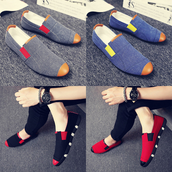 Tavaszi férfi textil mokaszinok