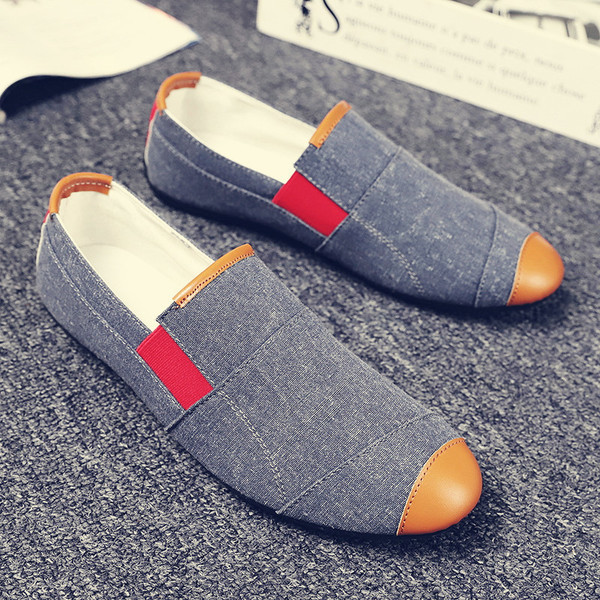 Tavaszi férfi textil mokaszinok