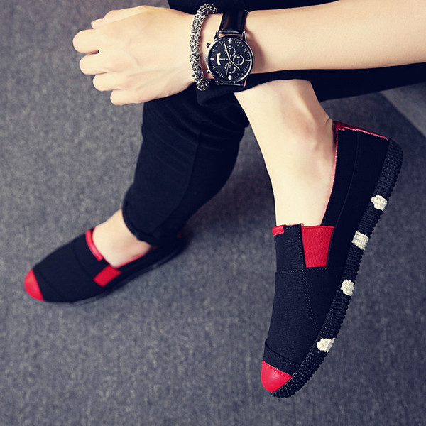 Tavaszi férfi textil mokaszinok