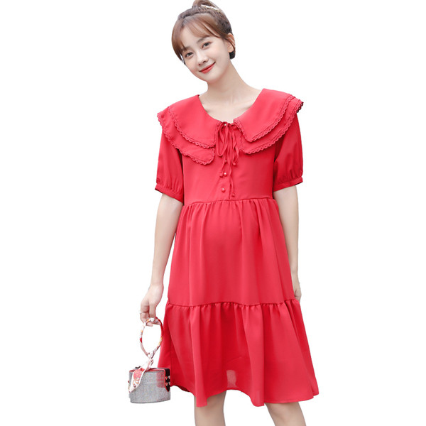 Alkalmi ruha terhes nőknek, rövid ujjú, nyakkendő a gallérján