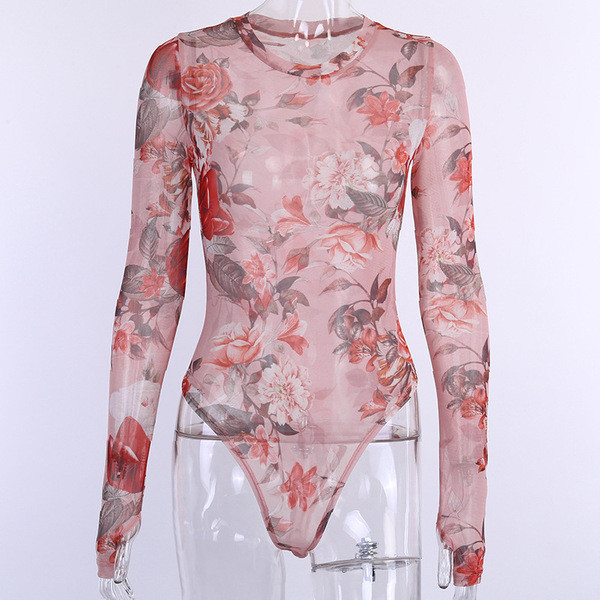 Stílusos női csipke body virágmintával