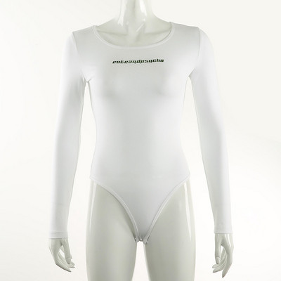 Sieviešu ikdienas bodijs ar apaļu kakla izgriezumu un garām piedurknēm