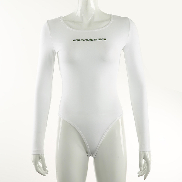 Sieviešu ikdienas bodijs ar apaļu kakla izgriezumu un garām piedurknēm