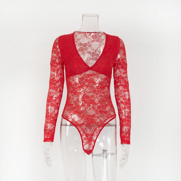 Női csipke piros body