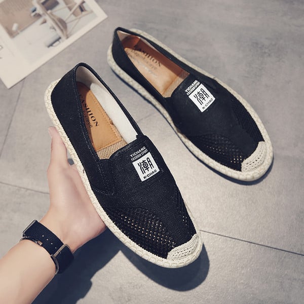 Muške tekstilne mokasine s mrežom i aplikacijom