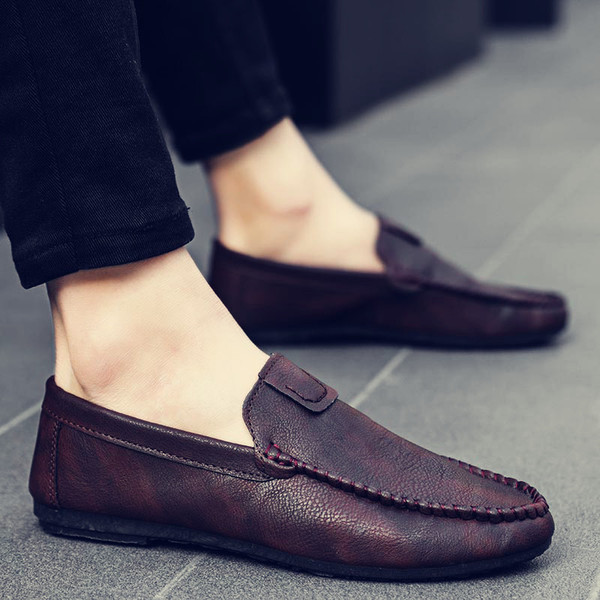 Modern férfi mokaszinok öko bőrből