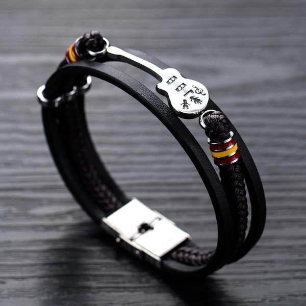 Férfi lezser vékony karkötő fém elemmel