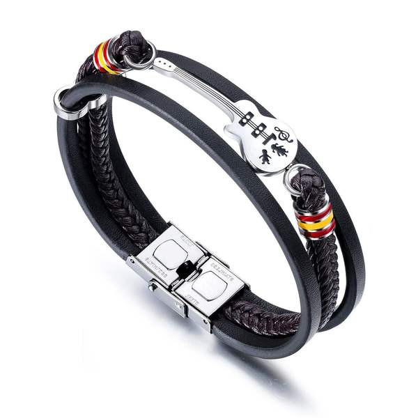 Férfi lezser vékony karkötő fém elemmel