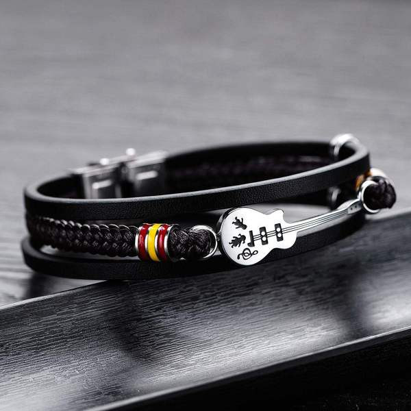 Férfi lezser vékony karkötő fém elemmel