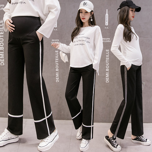 Φαρδύ παντελόνι για έγκυες γυναίκες με τσέπες και άκρα