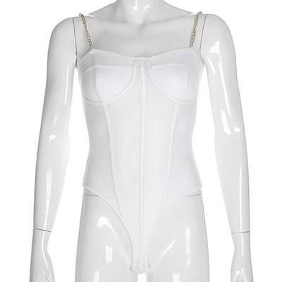 Κομψό γυναικείο λευκό χρώμα κορμάκι με λουράκια