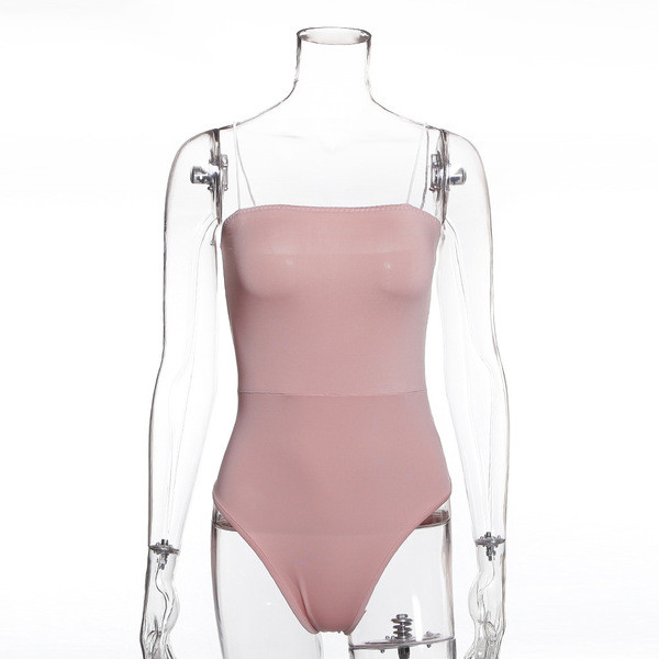 Női modern rózsaszín body vékony pántokkal