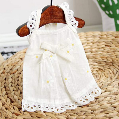 Καλοκαιρινό φόρεμα σκύλου με κορδέλα και δαντέλα