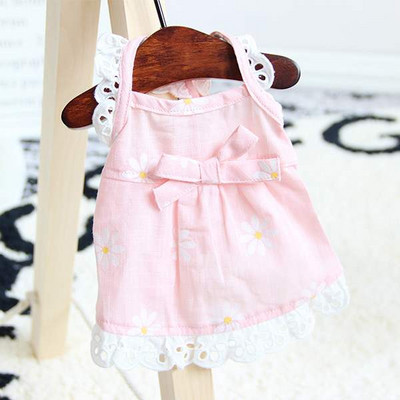 Καλοκαιρινό φόρεμα σκύλου με κορδέλα και δαντέλα