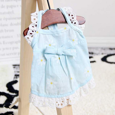 Καλοκαιρινό φόρεμα σκύλου με κορδέλα και δαντέλα