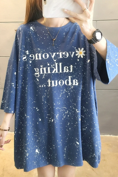 Καθημερινό φαρδύ μπλουζάκι για έγκυες γυναίκες με επιγραφή