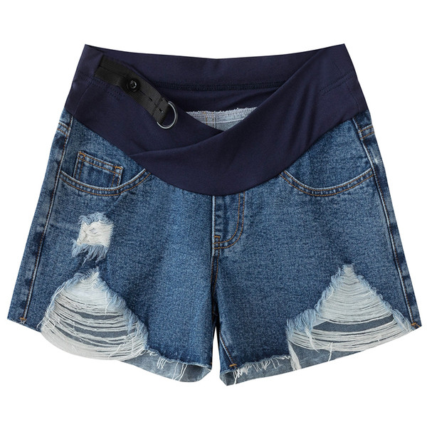 Μοντέρνα σορτς τζιν για έγκυες γυναίκες με σκισμένα μοτίβα