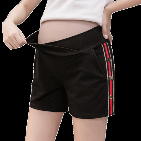 Rövidnadrág terhes nőknek oldalsó szegéllyel és fém elemekkel