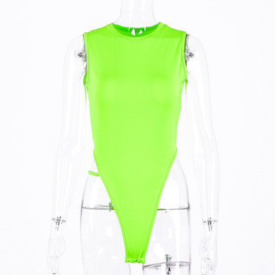 Γυναικείο κορμάκι με στρογγυλή λαιμόκοψη σε χρώματα νέον