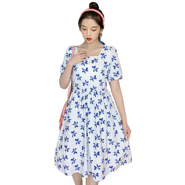 Alkalmi ruha terhes nők számára, rövid ujjú, virágos motívumú modell