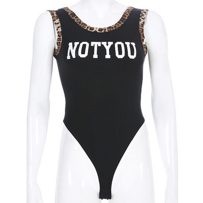 Modern női body felirattal és kerek nyakkivágással