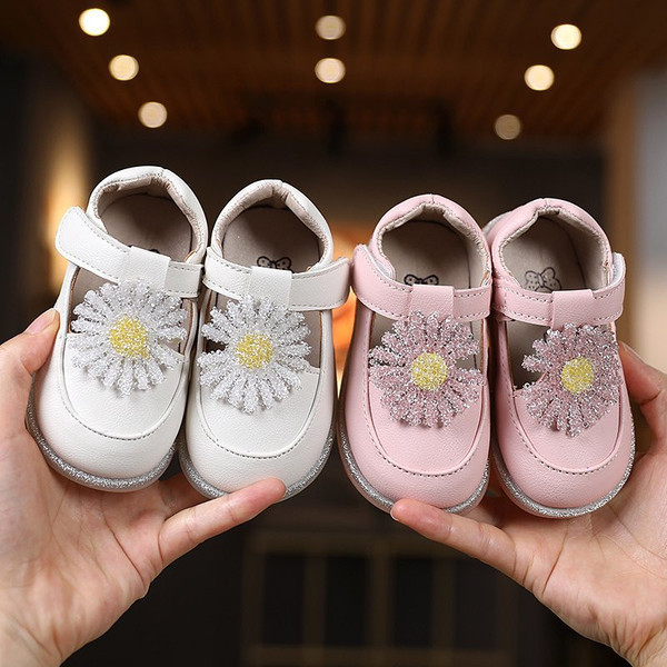 Έκο δερμάτινα παιδικά παπούτσια με  λουλούδι