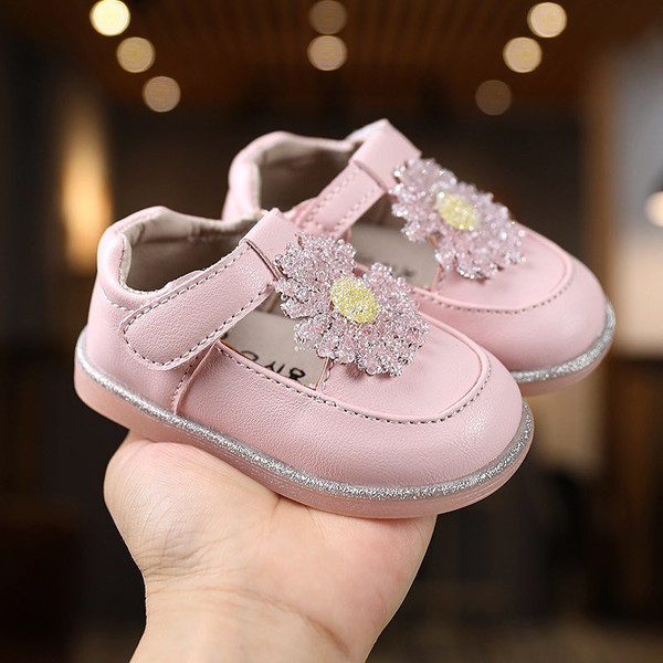 Έκο δερμάτινα παιδικά παπούτσια με  λουλούδι