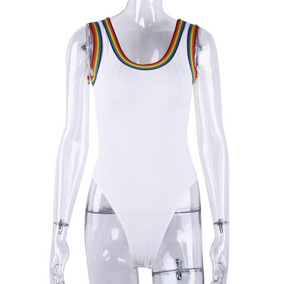 Καθημερινό γυναικείο κορμάκι με στρογγυλή λαιμόκοψη και πολύχρωμα λουριά