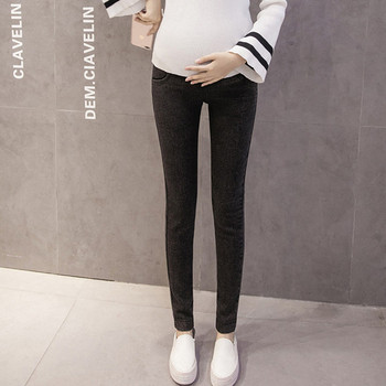Ελαστικό γυναικείο τζιν για εγκύους Λεπτό μοντέλο με ρυθμιζόμενη μέση