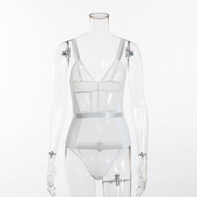 Γυναικείο δαντελένιο κορμάκι κορμάκι με λεπτούς ιμάντες και ντεκολτέ